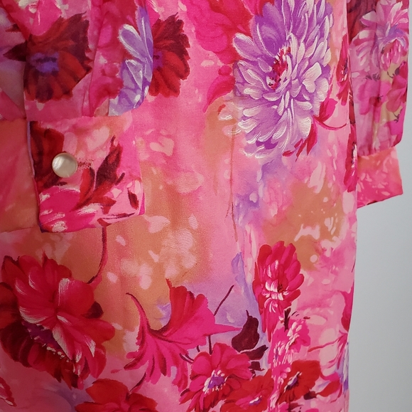 VTG 60s Hot Pink Flower Maxi Dress - US S - Picture 7 of 14